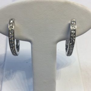 14K white gold diamonds hoop earrings